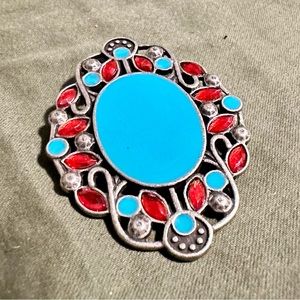 Large Blue and Red Costume Pendant